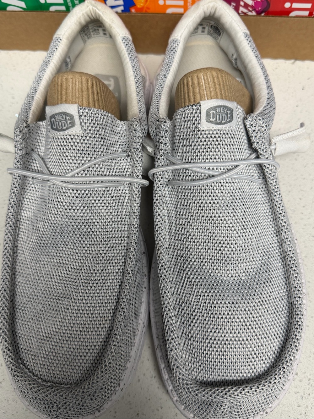 Hey Dude Light Gray Knit Slip-On Loafers